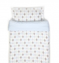 Bettwäscheset Gitterbett 100x135 (40x60cm) Harlekin blau